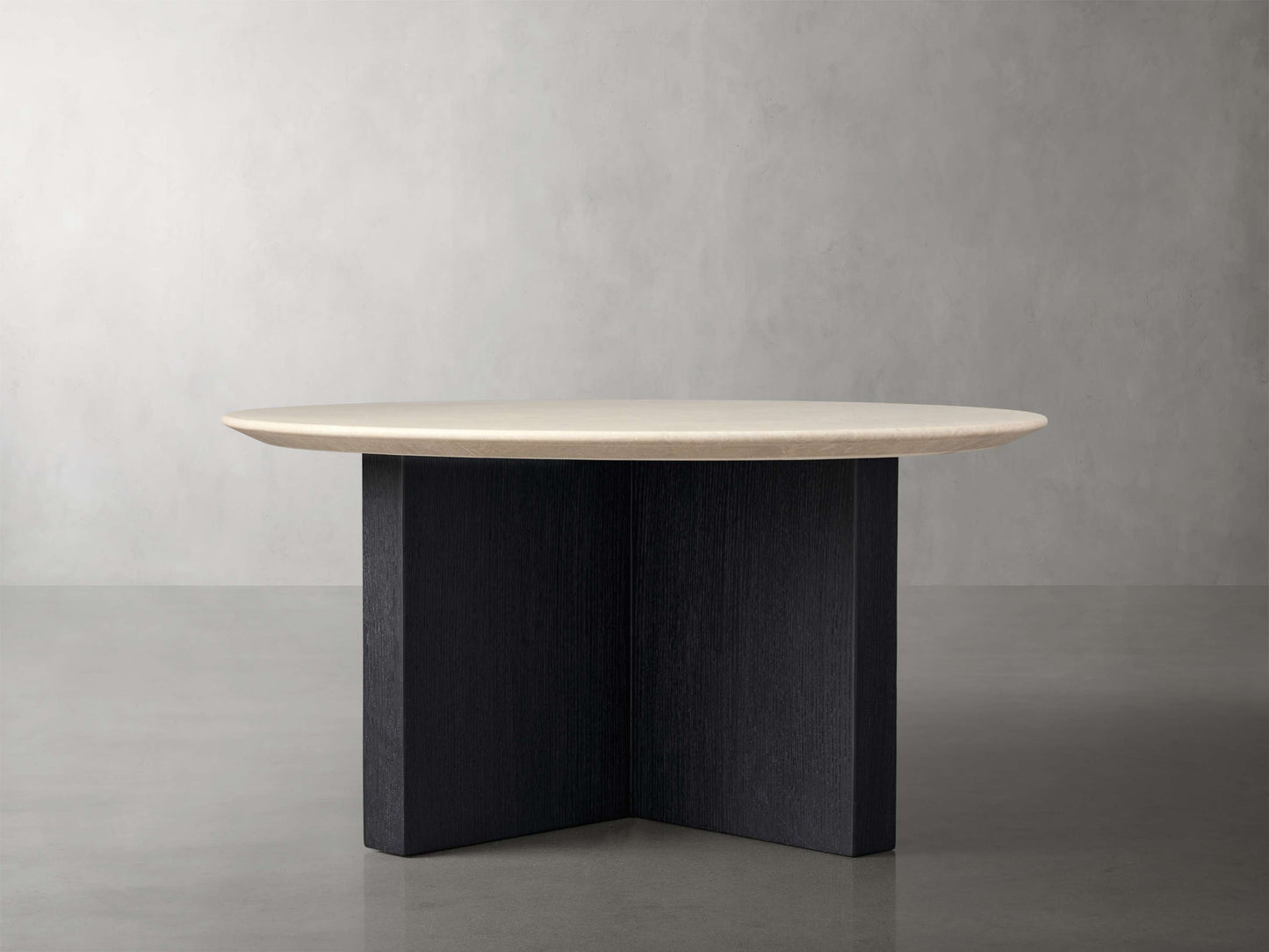 Saint Germain Round Stone Top Coffee Table with Wood Clement Base