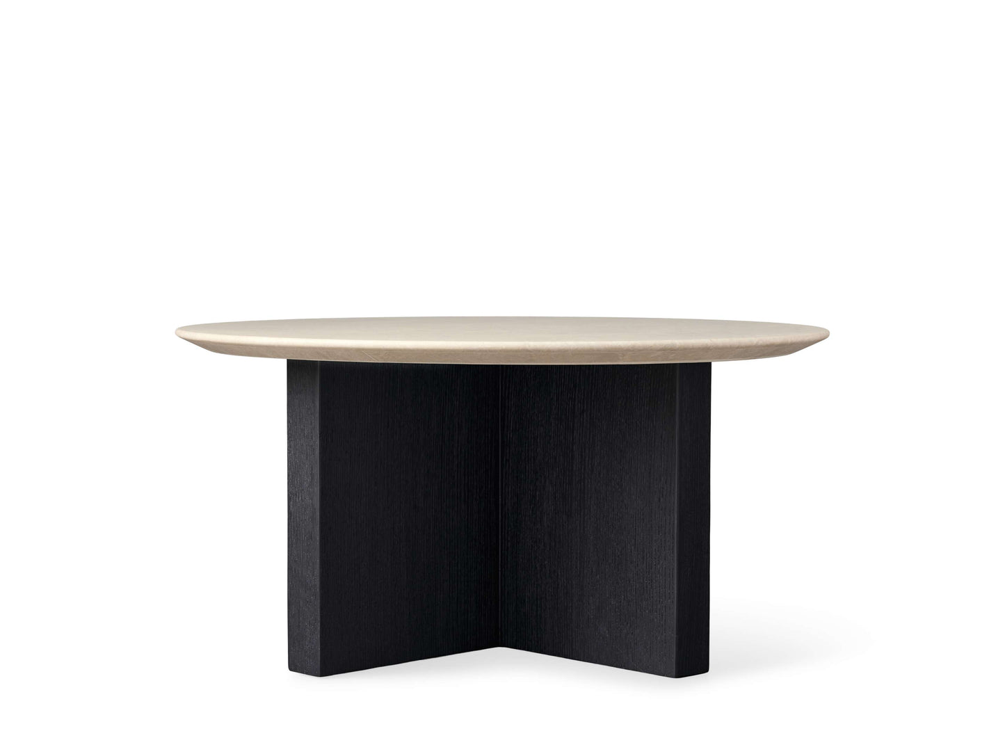 Saint Germain Round Stone Top Coffee Table with Wood Clement Base