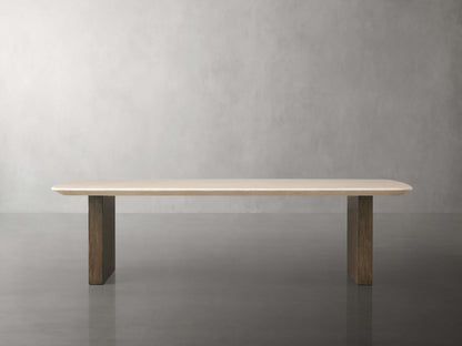 Saint Germain Stone Top Coffee Table with Wood Clement Base