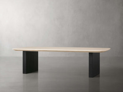 Saint Germain Stone Top Coffee Table with Wood Clement Base