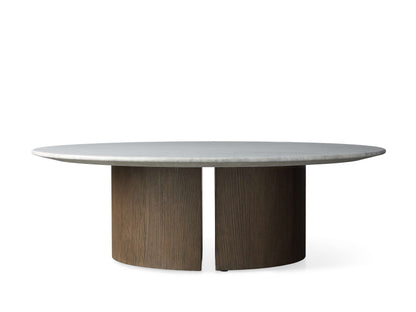 Saint Germain Round Stone Coffee Table with Dauphine Base