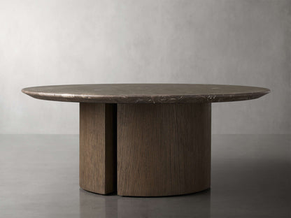 Saint Germain Round Stone Coffee Table with Dauphine Base