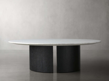 Saint Germain Round Stone Coffee Table with Dauphine Base