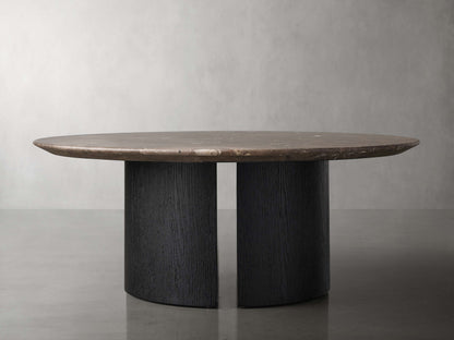 Saint Germain Round Stone Coffee Table with Dauphine Base