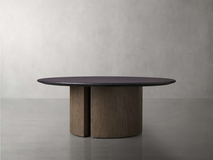 Saint Germain Round Wood Coffee Table with Dauphine Base