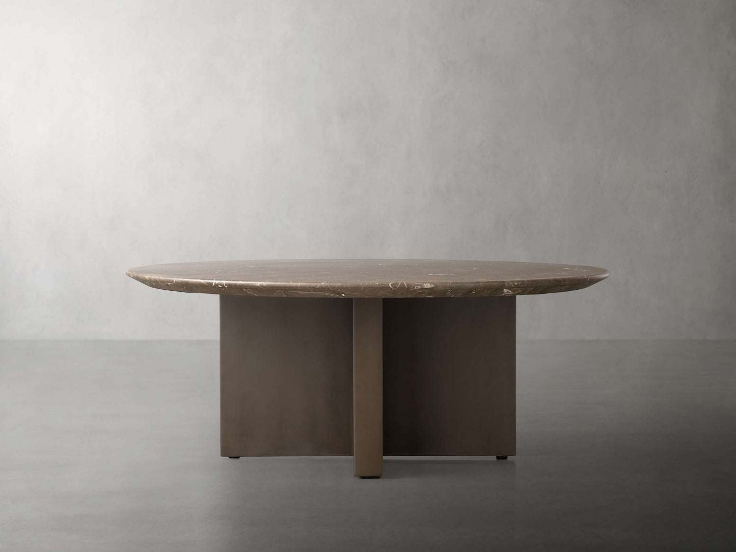 Saint Germain Round Stone Coffee Table with Clement Base