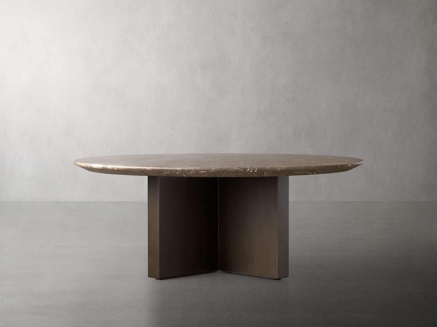 Saint Germain Round Stone Coffee Table with Clement Base