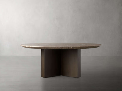 Saint Germain Round Stone Coffee Table with Clement Base