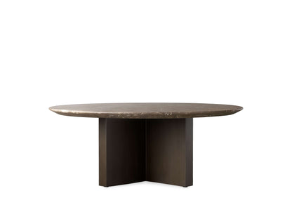 Saint Germain Round Stone Coffee Table with Clement Base