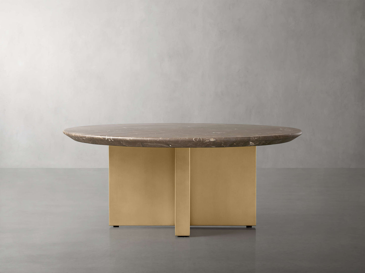 Saint Germain Round Stone Coffee Table with Clement Base