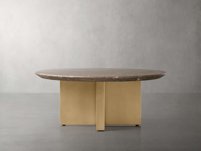 Saint Germain Round Stone Coffee Table with Clement Base