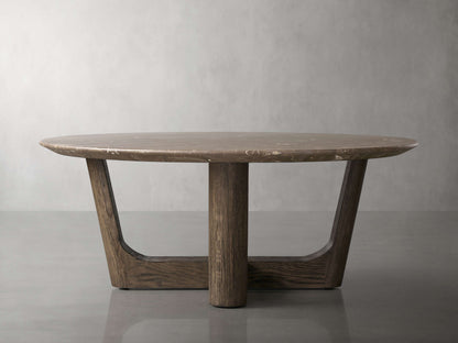 Saint Germain Round Stone Coffee Table with Rennes Base