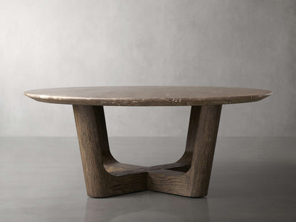 Saint Germain Round Stone Coffee Table with Rennes Base