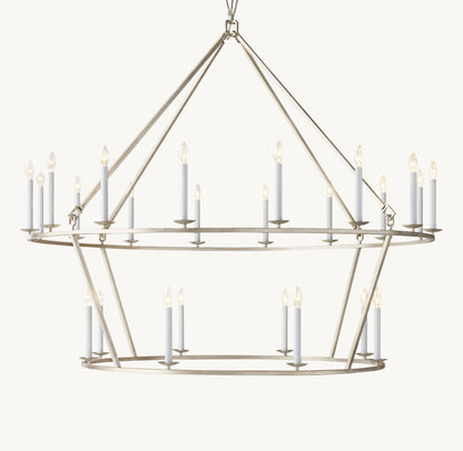 19TH C. ENGLISH OPENWORK TWO-TIER ROUND CHANDELIER 62"