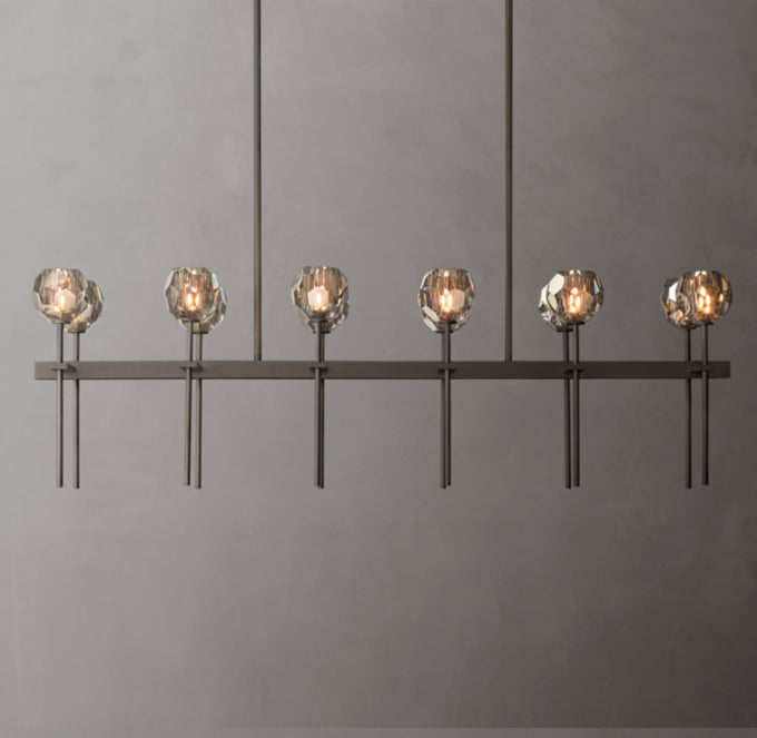 Boule De Cristal Smoke Glass Double Linear Chandelier 60"