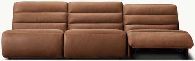 Chelsea Recliner Modular Leather Armless 3-Piece Sofa