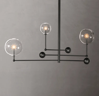 Glass Globe Mobile Three-Arm Chandelier 46"