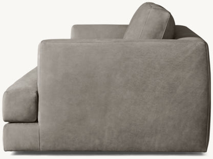 Monza Leather Bench-Cushion Sofa