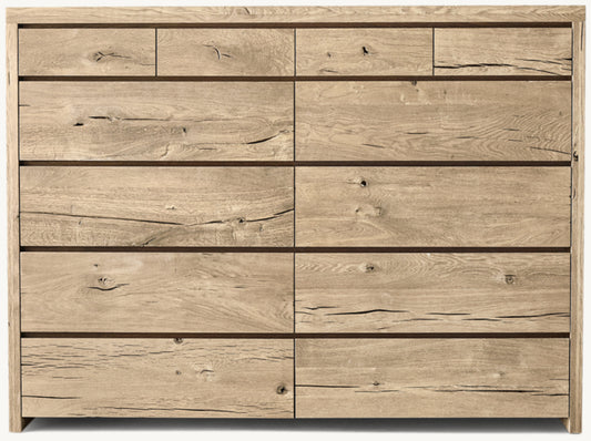OAK BRÛLÉ WATERFALL 12-DRAWER DRESSER