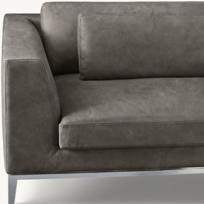 Italia Leather Taper Arm Sofa - Metal Base