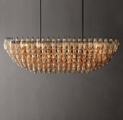 Chiara Smoke Glass Tiered Rectangular Chandelier 54"