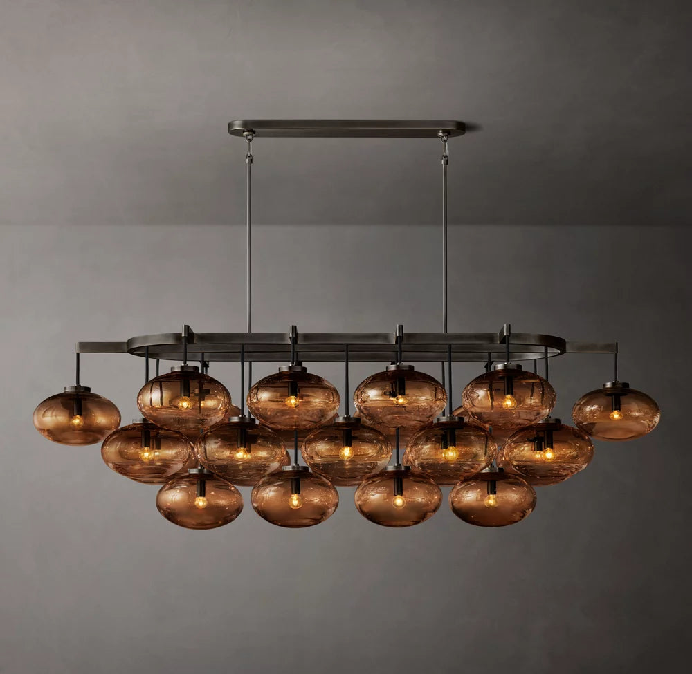 Cabrette Amber Glass Linear Chandelier 72"
