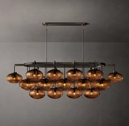 Cabrette Amber Glass Linear Chandelier 72"