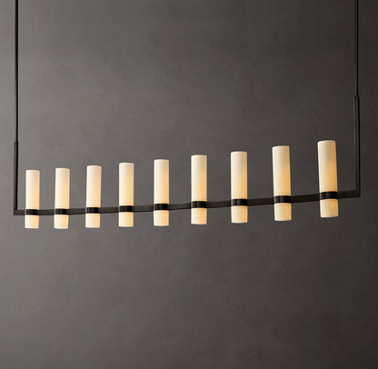 Ravelle Linear Milk Glass Chandelier 71"