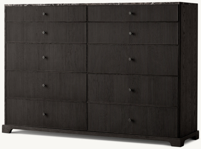 Genevieve Emperador Reeded 10-Drawer Dresser