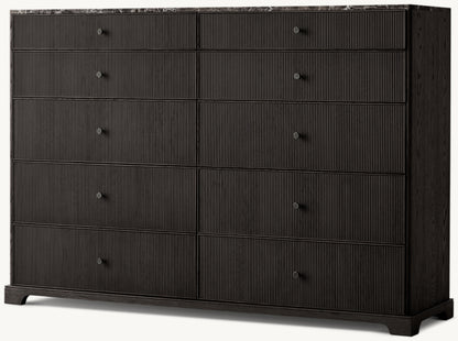 Genevieve Emperador Reeded 10-Drawer Dresser