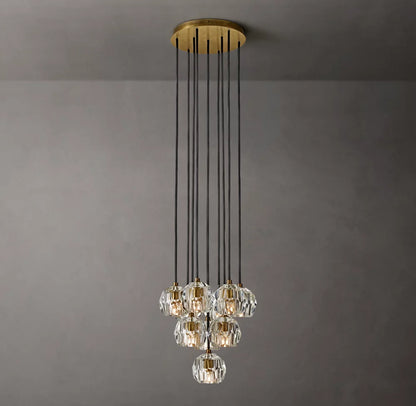 Boule De Cristal Clear Glass Round Cluster Chandelier 14"
