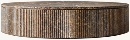 Byron Reeded Stone Round Coffee Table