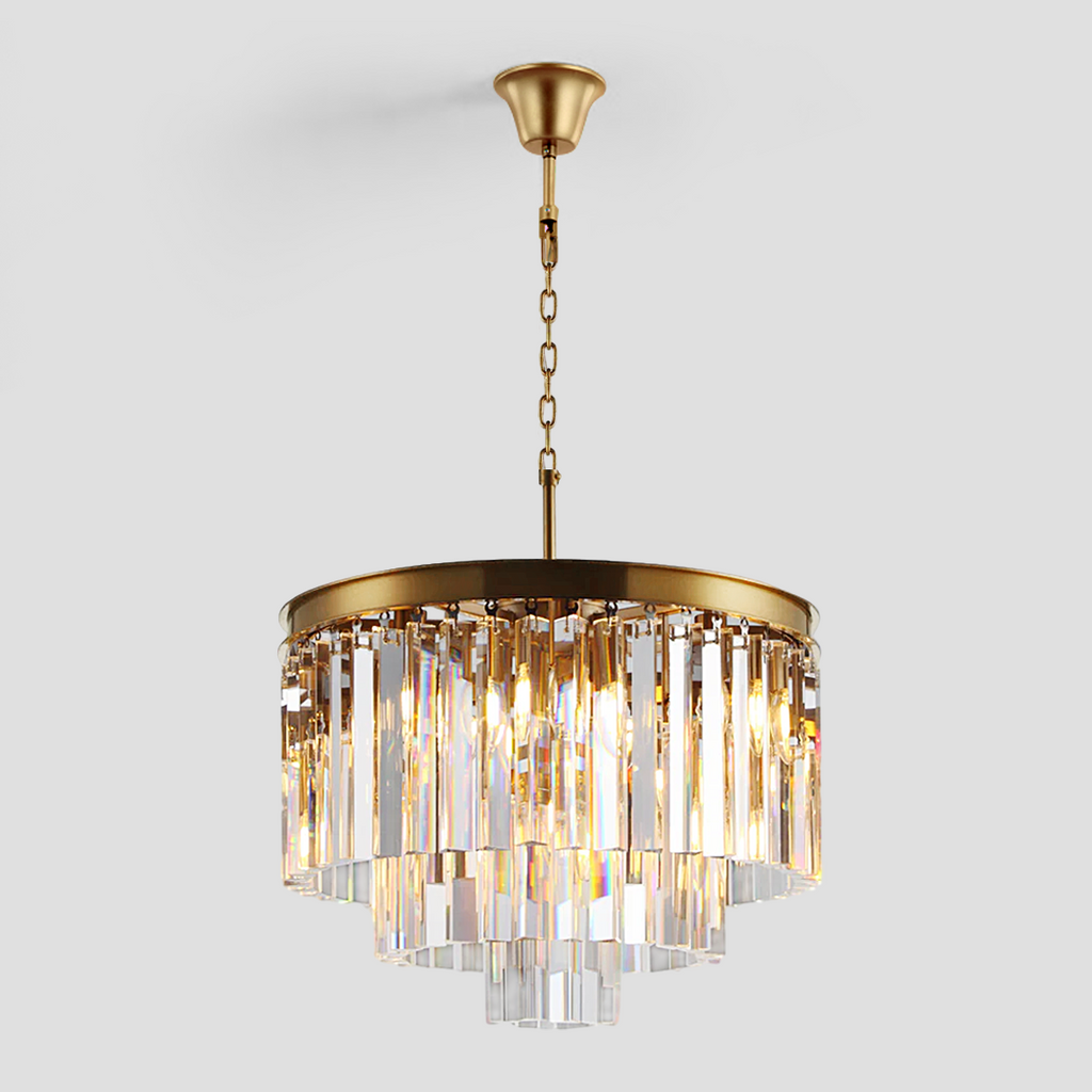 1920s Tedem Multi-Tier Clear/Smoke Crystal Round Chandelier