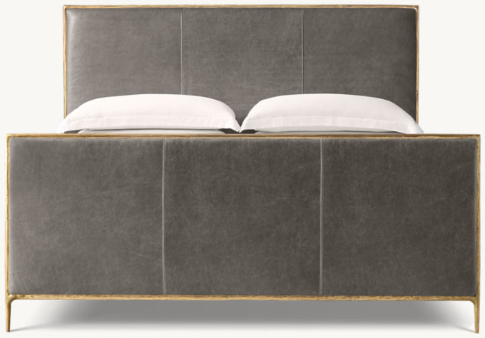 Thaddeus Leather Panel Bed with Footboard