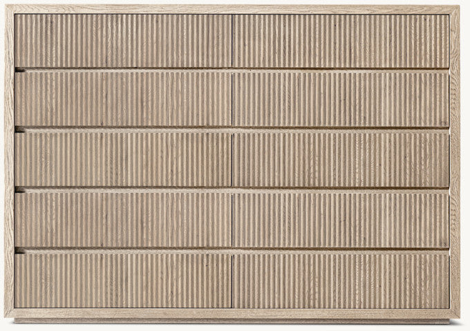 Reclaimed Oak Reeded 12-Drawer Dresser