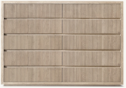 Reclaimed Oak Reeded 12-Drawer Dresser