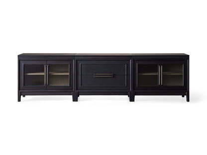 Rowan Modular Reeded Glass Media Console with Drawers