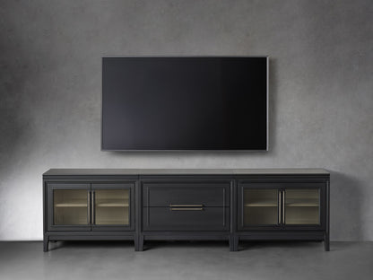 Rowan Modular Reeded Glass Media Console with Drawers