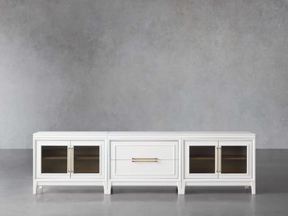 Rowan Modular Reeded Glass Media Console with Drawers