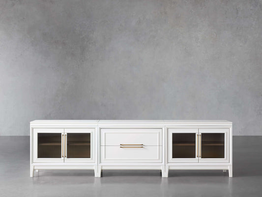 Rowan Modular Reeded Glass Media Console with Drawers