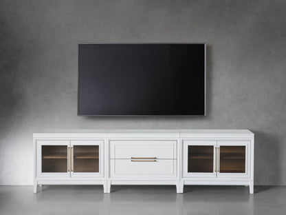 Rowan Modular Reeded Glass Media Console with Drawers