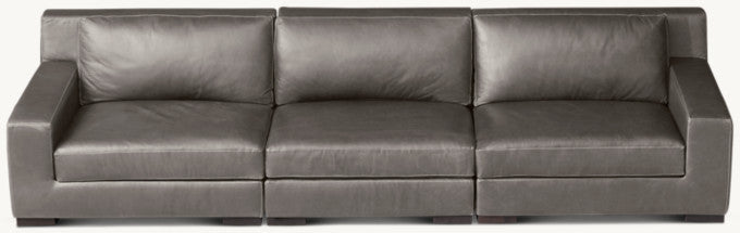 Modena Modular Leather Track Arm 3-Piece Sofa