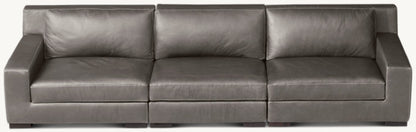 Modena Modular Leather Track Arm 3-Piece Sofa