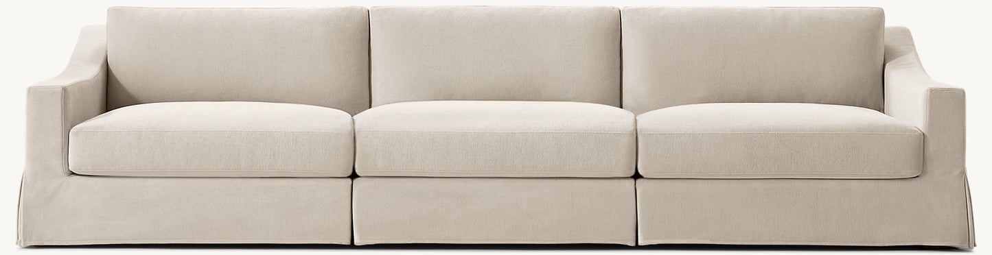 Modena Slipcovered Modular Slope Arm 3-Piece Sofa