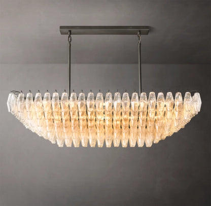 Chiara Clear Glass Tiered Rectangular Chandelier 54"