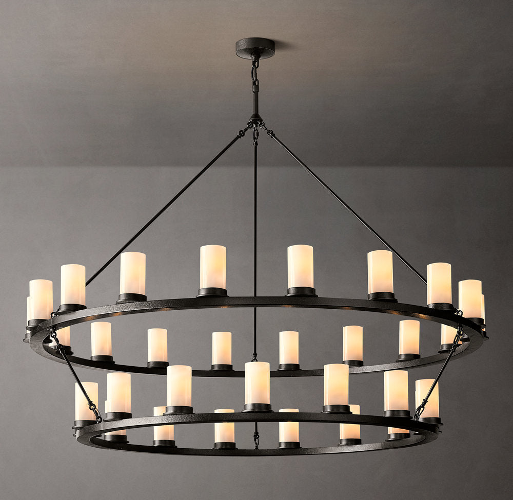 Ondra Round 2-Tier Milk Glass Chandelier 60"