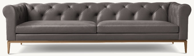 Italia Leather Chesterfield Sofa - Metal Base