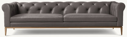 Italia Leather Chesterfield Sofa - Metal Base