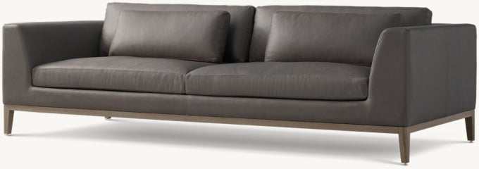 Italia Leather Taper Arm Sofa - Oak Base