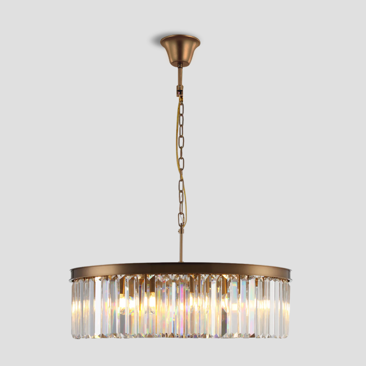 1920s Tedem 1-Tier Crystal Round Chandelier